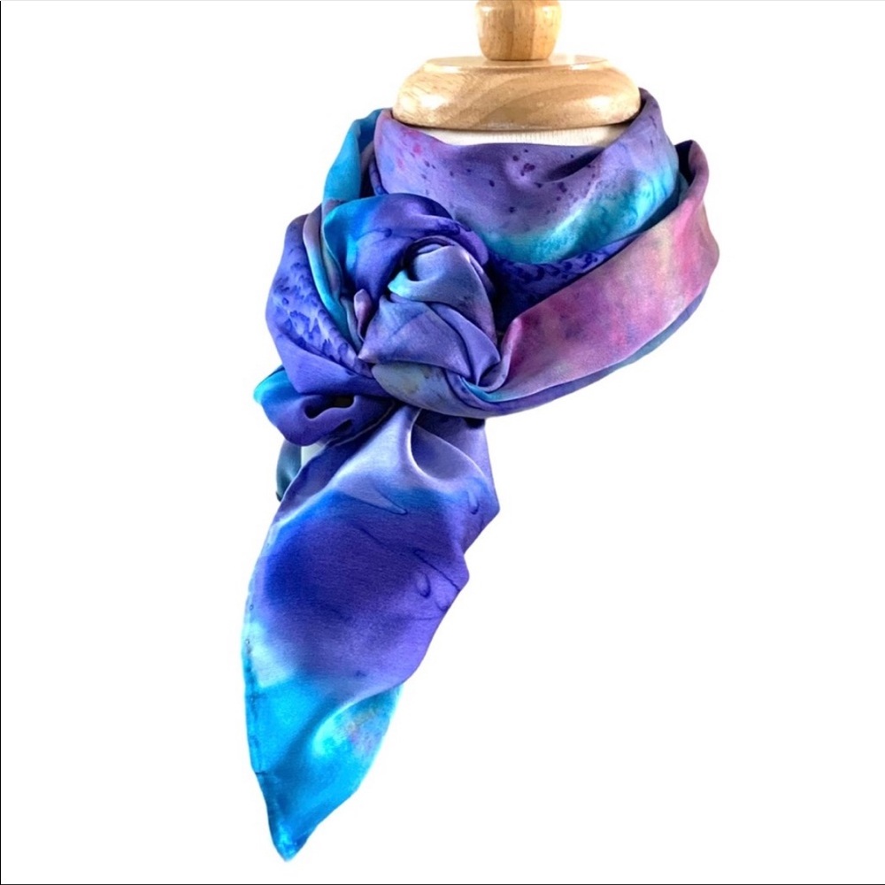 Tie Dyed Silk Rectangular Scarf - image 1